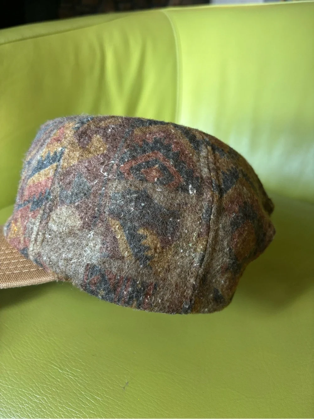 Vintage Carhartt Aztec Wool Snapback Hat Brown Duck Canvas Brim USA Made